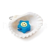 Natural Clam Shell & Smiling Face Handmade Polymer Clay Pendants PALLOY-JF03802-01-4