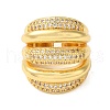 Brass Micro Pave Cubic Zirconia Open Cuff Rings for Women RJEW-A048-16G-2