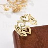 Heart Brass Cuff Rings for Women RJEW-B119-01G-3