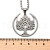 Tree of Life 304 Stainless Steel Crescent Moon Tree of Life Pendant Necklaces for Women NJEW-M105-06P-3