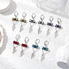 Triangle with Eye Brass Glass Seed Beaded Leverback Earrings EJEW-MZ00452-1