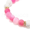 5Pcs 5 Color Natural Weathered Agate(Dyed) & Howlite Round Beaded Stretch Bracelets Set BJEW-JB08087-6