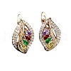 Leaf Brass Micro Pave Cubic Zirconia Hoop Earrings WG08CC9-11-3