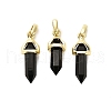 Natural Obsidian Double Terminal Pointed Pendant G-H097-01G-07-1