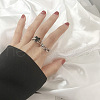 Heart Rhodium Plated 925 Sterling Silver with Epoxy Cuff Rings FS-WG79098-01-3