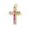 Brass Micro Pave Cubic Zirconia Pendants KK-P294-05G-1