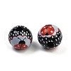 Painted Wood European Beads WOOD-F017-04C-2