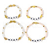 Mother's Day 4Pcs 4 Styles Thanksgiving Day Mama & Babe Glass Beads Stretch Bracelet Set for Mon & Child IC5394-1-1