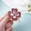 Cubic Zirconia Clover Brooch Pin JBR105C-4