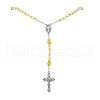 Glass Pearl Rosary Bead Necklace NJEW-TA00082-04-2