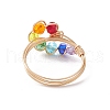 Colorful Glass Teardrop Finger Ring RJEW-JR00653-4