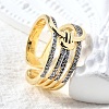 Brass Micro Pave Cubic Zirconia Open Cuff Rings RJEW-D313-11PG-2