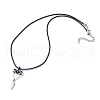 Cylinder Seed Beaded Evil Eye & Alloy Pyramid Cone Pendant Necklaces NJEW-MZ00105-05-4