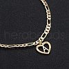 2Pcs Heart 201 Stainless Steel with Rhinestone Anklets FS-WG32213-01-3