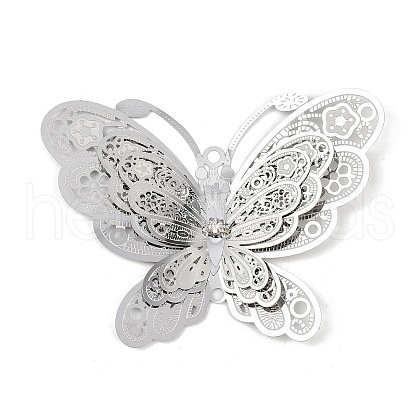 304 Stainless Steel Crystal Rhinestone 3D Insect Connector Charms STAS-H236-11A-P-1