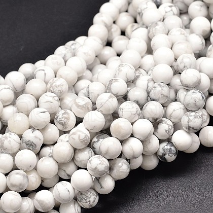 Natural Gemstone Howlite Round Bead Strands G-P075-34-10mm-1