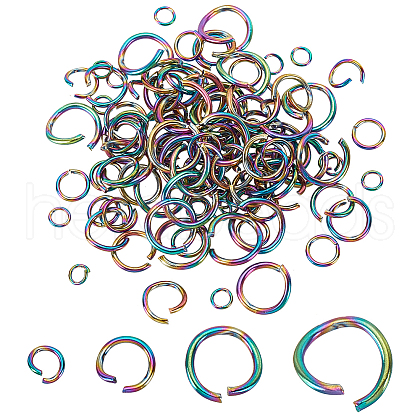 AHADERMAKER 120Pcs 4 Styles 304 Stainless Steel Open Jump Rings STAS-GA0001-63-1