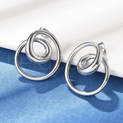 304 Stainless Steel Stud Earrings EJEW-D319-02P-1