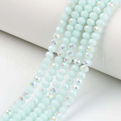 Electroplate Opaque Solid Color Glass Beads Strands X-EGLA-A034-P8mm-L09-1
