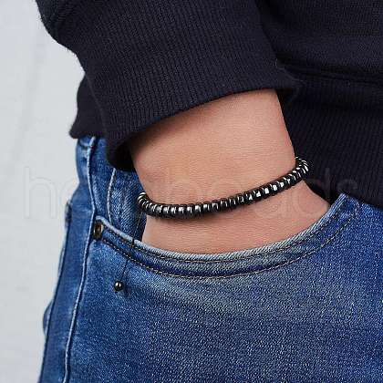 Natural Non-magnetism Hematite Bradided Bead Bracelets for Women Men ZJ6081-1-1