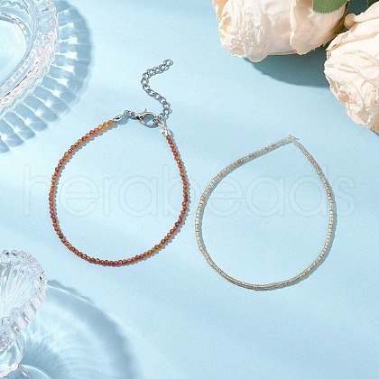 Glass Beads Stretch Bracelets Set for Women BJEW-JB11712-1
