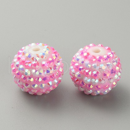 Stripe Pattern Resin Rhinestone Beads RESI-WH0034-20G-1