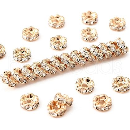 Brass Rhinestone Spacer Beads RB-A014-L6mm-01LG-NF-1