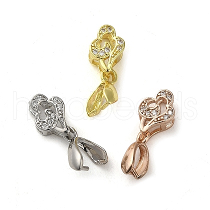 Rack Plating Brass Micro Pave Clear Cubic Zirconia Ice Pick Pinch Bails KK-K340-15-1