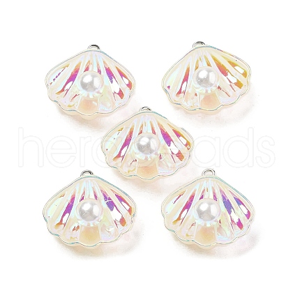 Resin Imitation Pearl Iridescent Pendants RESI-I062-01A-1