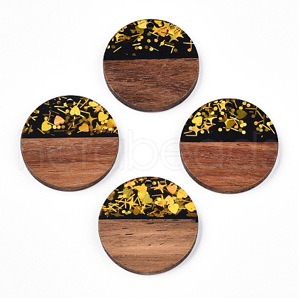 Opaque Resin & Walnut Wood Pendants RESI-N039-43-1