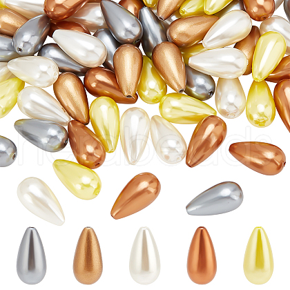   100pcs 5 style ABS Plastic Imitation Pearl Beads KY-PH0001-94-1