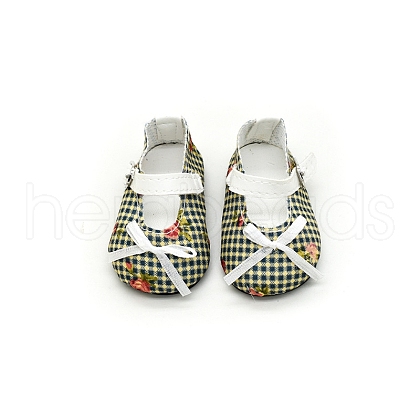 Tartan Pattern Cloth Doll Bowknot Shoes PW-WG66145-04-1