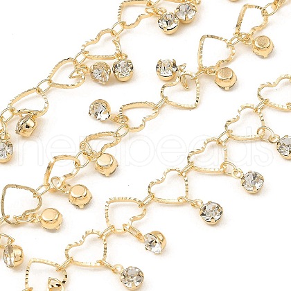 Rack Plating Brass Heart Link Chains CHC-A007-14KCG-1