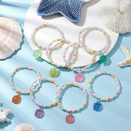8Pcs 8 Colors Acrylic Beads Stretch Bracelets for Women BJEW-JB11709-1