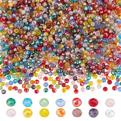 GOMAKERER 14 Strands 14 Colors Electroplate Glass Beads Strands EGLA-GO0001-06-1