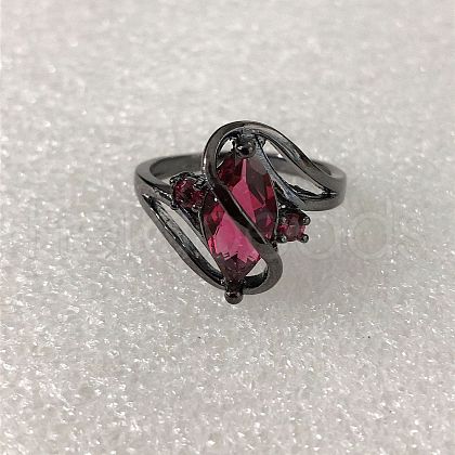 Horse Eye Brass Pave Cubic Zirconia Finger Rings for Women FS-WG8B7C3-02-1