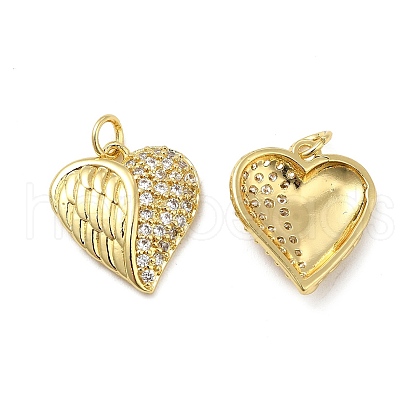 Brass Micro Pave Clear Cubic Zirconia Pendants KK-E068-VB168-1