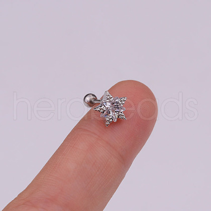 Brass Micro Pave Clear Cubic Zirconia Cartilage Earring WG49FB9-06-1