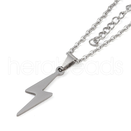 Non-Tarnish Lightning Bolt 201 Stainless Steel Pendant Necklaces for Women NJEW-G134-01P-1