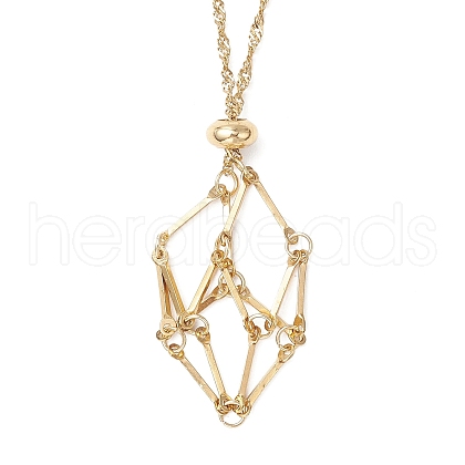 304 Stainless Steel Empty Macrame Pouch Pendant Singapore Chain Necklace Making NJEW-JN05279-1