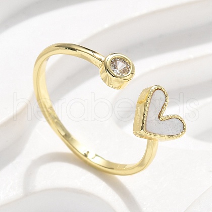 Brass Micro Pave Clear Cubic Zirconia Cuff Rings for Women RJEW-C126-02G-1