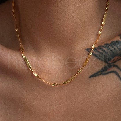 304 Stainless Steel Twisted Snake Necklaces for Women NJEW-M107-06G-1