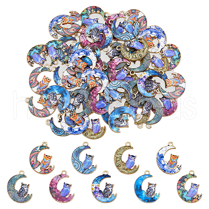 DICOSMETIC 54Pcs 9 Styles Alloy Printed Pendants FIND-DC0003-77-1