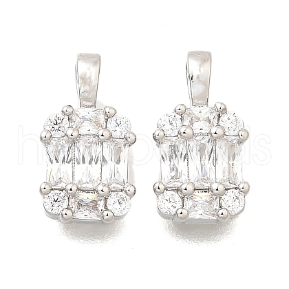 Rectangle Brass Micro Pave Cubic Zirconia Charms KK-S508-50P-1