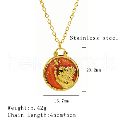 Stainless Steel Enamel Constellation Pendant Necklaces DJ0261-1-1