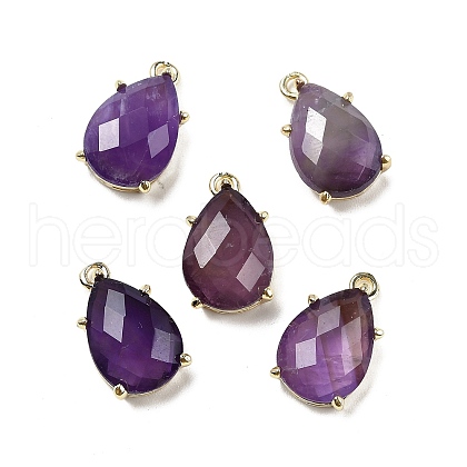 Natural Amethyst Faceted Pendants G-M431-16G-05-1