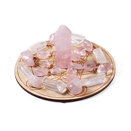 Natural Rose Quartz & Quartz Crystal Display Decorations WICR-PW0006-01B-1