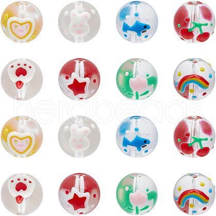 SUNNYCLUE 32Pcs 8 Colors Transparent Handmade Lampwork Beads LAMP-SC0001-37-1