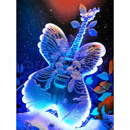 Fancy Butterfly Guitar Patttern DIY Diamond Painting Kits for Music Lover PW-WG51276-01-1