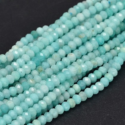 Faceted Rondelle Natural Amazonite Bead Strands G-F289-06A-1